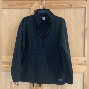 PINK Victoria's Secret Black 1/4 Zip-Up Sweater Sz M